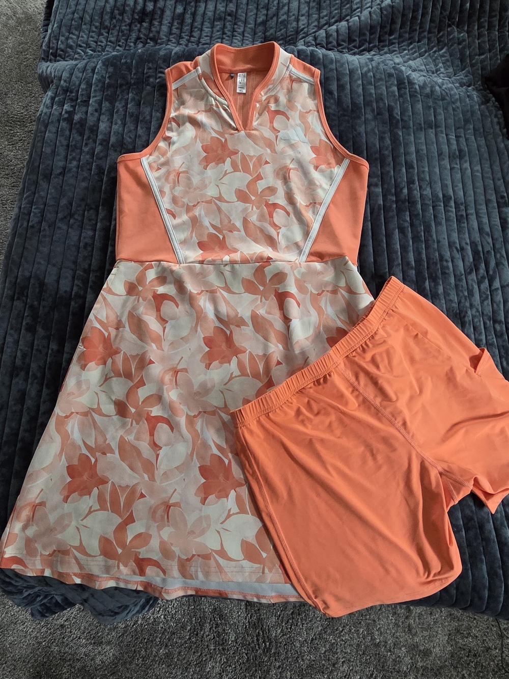 $10 adidas Coral and Cream Floral Sleeveless Sleep Set with Shorts